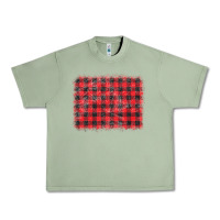 Oil Green distressed buffalo plaid background Urban Heavy Tee - CowCowDesign