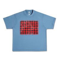 Pebble Blue distressed buffalo plaid background Urban Heavy Tee - CowCowDesign