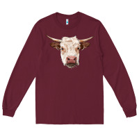 Burgundy hereford cow head Long Sleeve Tee - RanaPortraitStore