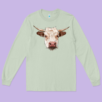 Hereford Cow Head Long Sleeve Tee Designed By Ranaportraitstore