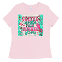 Bubblegum Pink coffee scrubs and rubber gloves Ladies Tee - TumblerDesignByShophia