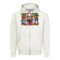 Oatmeal Heather hello summer camel at the beach Zipper Hoodie - BarkalooDesign