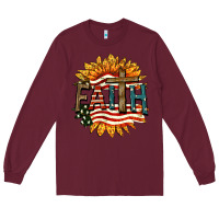 Burgundy Faith USA Long Sleeve Tee - FaDigitalArtStudio