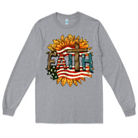 Heather Grey Faith USA Long Sleeve Tee - FaDigitalArtStudio