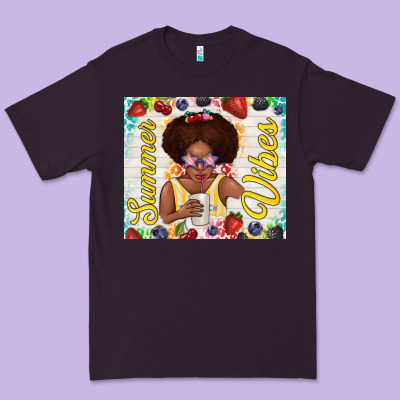 Summer Vibes Afro Kid Premium Tee Designed By Tumblerdesignbyshophia