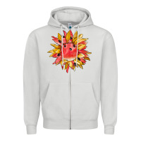 Dove Grey watermelon sunflower Zipper Hoodie - BarkalooDesign