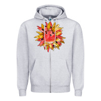Heather Grey watermelon sunflower Zipper Hoodie - BarkalooDesign