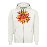 Oatmeal Heather watermelon sunflower Zipper Hoodie - BarkalooDesign