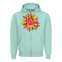 Seafoam watermelon sunflower Zipper Hoodie - BarkalooDesign