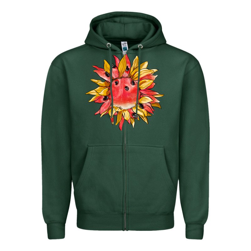 Watermelon Sunflower Zipper Hoodie by BarkalooDesign | Teevron