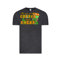 Vintage Black All you need is coffee and lucky Vintage Tee - CowGirlArtShop
