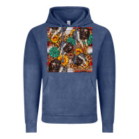 Vintage Denim baby hampshire pig sunflowers seamless pattern Vintage Hoodie - FaDigitalArtStudio