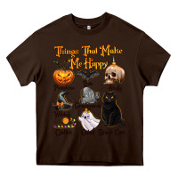 Chocolate Brown Things That Make Me Happy Heavy Core Tee - texasbilliewilder