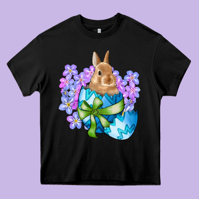 Easter Bunny Egg Flowers Heavy Core Tee Designed By Ranaportraitstore