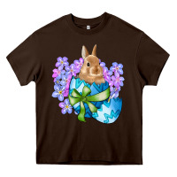 Chocolate Brown easter bunny egg flowers Heavy Core Tee - RanaPortraitStore