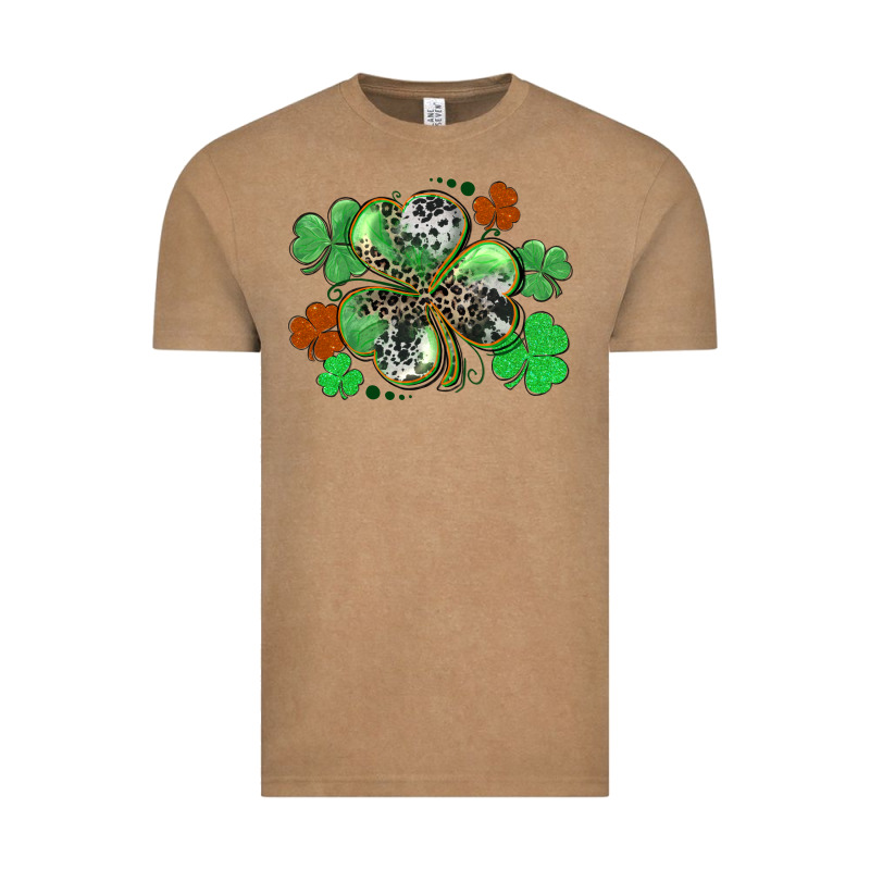 St. Patrick's Day Shamrock Leopard And Cowhide Vintage Tee by CowGirlArtShop | Teevron