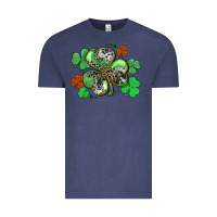 Vintage Denim St. Patrick's Day shamrock leopard and cowhide Vintage Tee - CowGirlArtShop