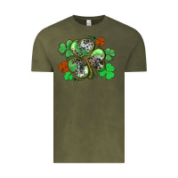 Vintage Olive St. Patrick's Day shamrock leopard and cowhide Vintage Tee - CowGirlArtShop