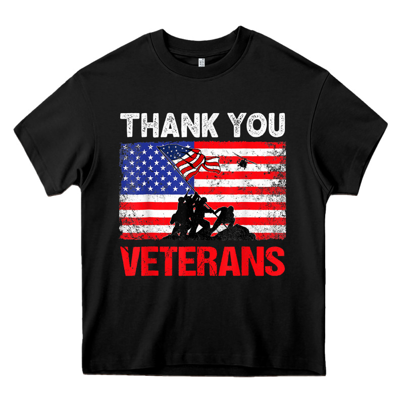 Thank You Veterans Service Patriot Veteran Day American Flag T Shirt Heavy Core Tee by maiPhamDesign | Teevron