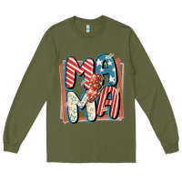 Army Green 4th of July mama with lightning bolt Long Sleeve Tee - FaDigitalArtStudio