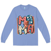 Colony Blue 4th of July mama with lightning bolt Long Sleeve Tee - FaDigitalArtStudio