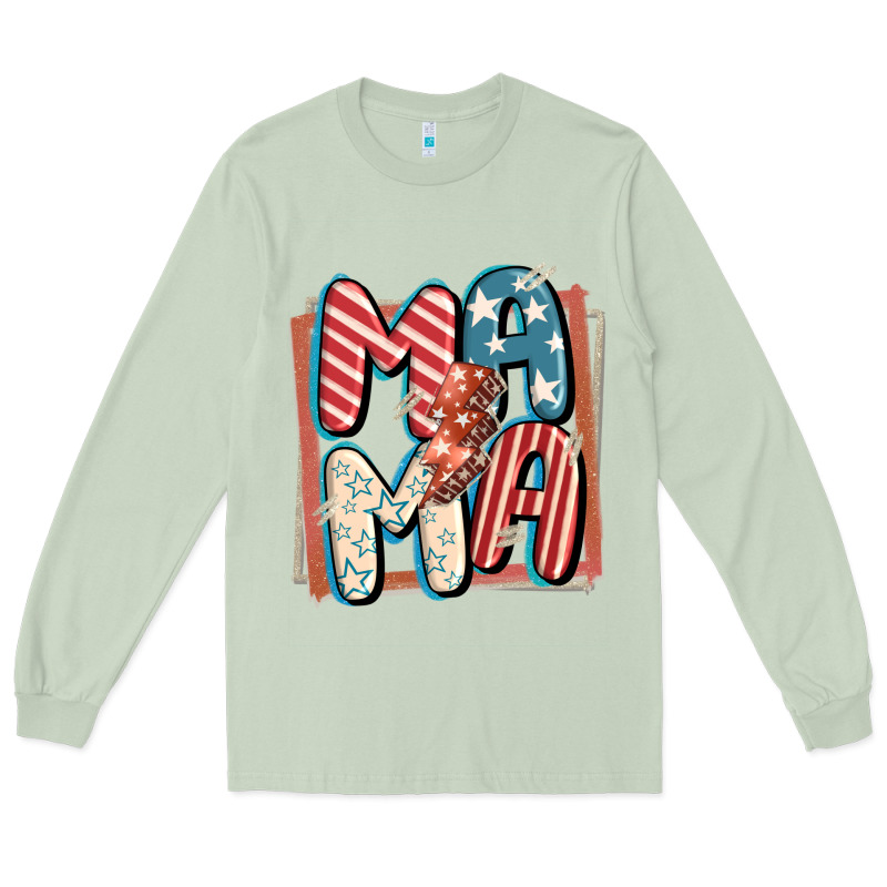 4th Of July Mama With Lightning Bolt Long Sleeve Tee by FaDigitalArtStudio | Teevron