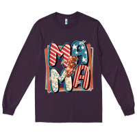 Plum 4th of July mama with lightning bolt Long Sleeve Tee - FaDigitalArtStudio