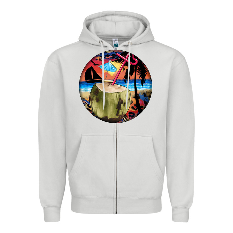 Coconut Drink Colorful Leopard Zipper Hoodie by BarkalooDesign | Teevron