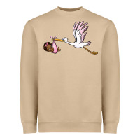 Mushroom stork with black baby girl Heavyweight Sweatshirt - BarkalooDesign