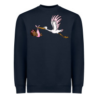 Navy stork with black baby girl Heavyweight Sweatshirt - BarkalooDesign