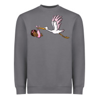 Stork With Black Baby Girl Heavyweight Sweatshirt | Teevron