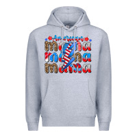 Heather Grey american mama Premium Hoodie - CowhideDigitalArt
