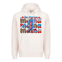 Pale Pink american mama Premium Hoodie - CowhideDigitalArt