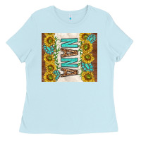 Baby Blue nana sunflowers and turquoise gemstones Ladies Tee - TumblerDesignByShophia