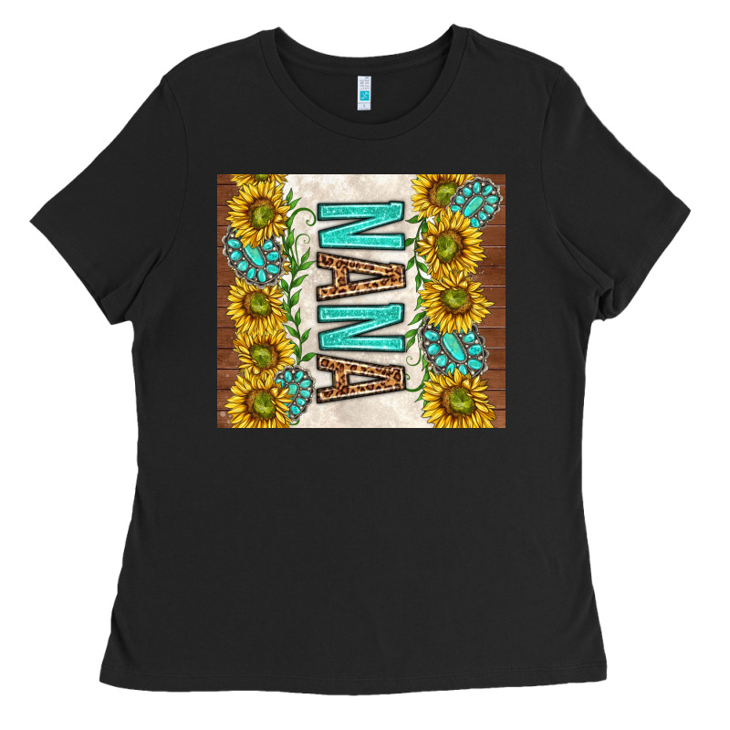 Nana Sunflowers And Turquoise Gemstones Ladies Tee by TumblerDesignByShophia | Teevron