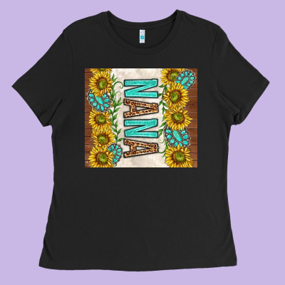 Nana Sunflowers And Turquoise Gemstones Ladies Tee Designed By Tumblerdesignbyshophia