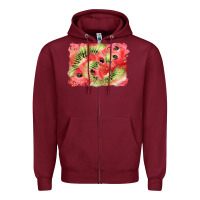 Burgundy watermelon strawberry kiwi background Zipper Hoodie - BarkalooDesign