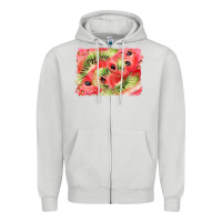 Dove Grey watermelon strawberry kiwi background Zipper Hoodie - BarkalooDesign