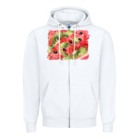 White watermelon strawberry kiwi background Zipper Hoodie - BarkalooDesign