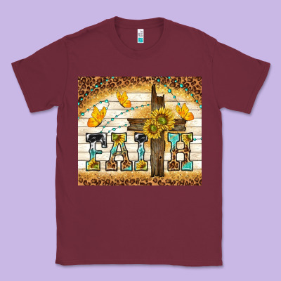 Faith With Cross Classic Tee Designed By Tumblerdesignbyshophia