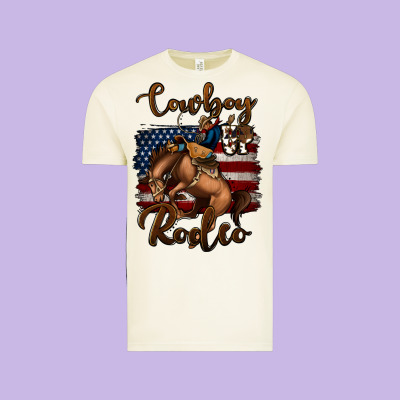 Cowboy Up Rodeo Bucking Bronco Vintage Tee Designed By Jasminsmagicworld