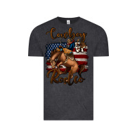 Vintage Black cowboy up rodeo bucking bronco Vintage Tee - Jasminsmagicworld