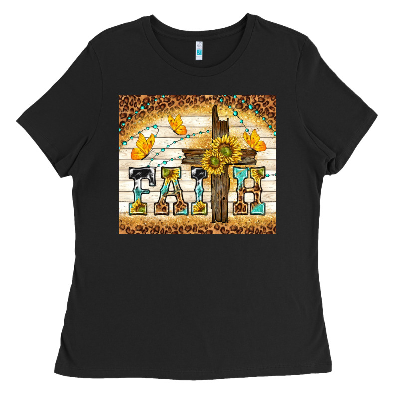 Faith With Cross Ladies Tee by TumblerDesignByShophia | Teevron
