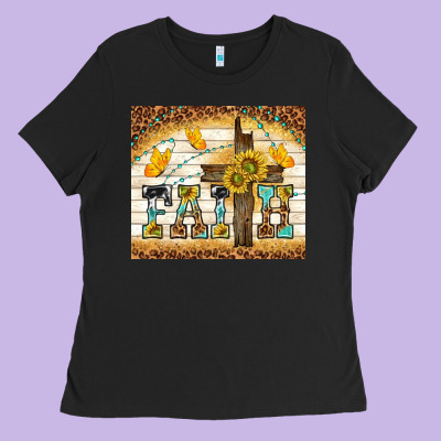 Faith With Cross Ladies Tee Designed By Tumblerdesignbyshophia