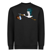 Stork With Black Baby Boy Heavyweight Sweatshirt | Teevron