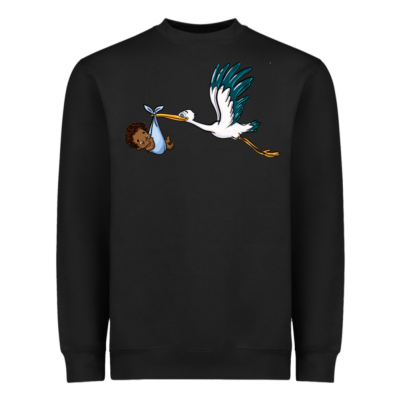 Stork With Black Baby Boy Heavyweight Sweatshirt by BarkalooDesign | Teevron