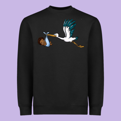 Stork With Black Baby Boy Heavyweight Sweatshirt Designed By Barkaloodesign