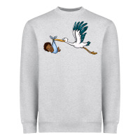 Heather Grey stork with black baby boy Heavyweight Sweatshirt - BarkalooDesign