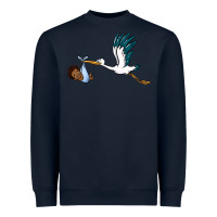 Navy stork with black baby boy Heavyweight Sweatshirt - BarkalooDesign