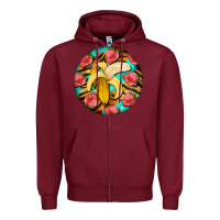 Burgundy banana and strawberries with tiger pattern Zipper Hoodie - BarkalooDesign